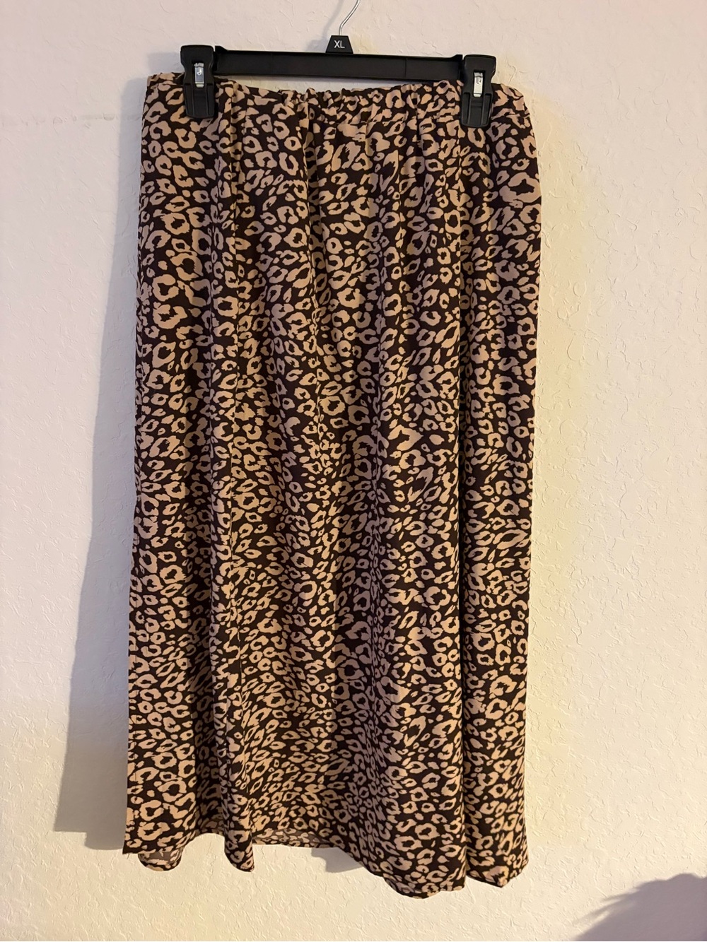 Leopard Print Midi Skirt - Brown & Cream